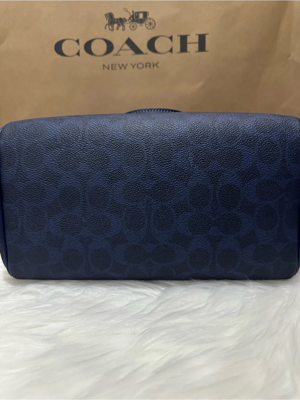 Coach Rowan Satchel Bag In Signature Canvas Gold/Navy CV961 NWT